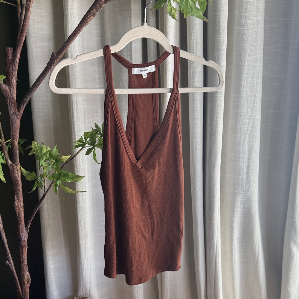 Joah Brown Brown V-Neck Racerback Tank Top